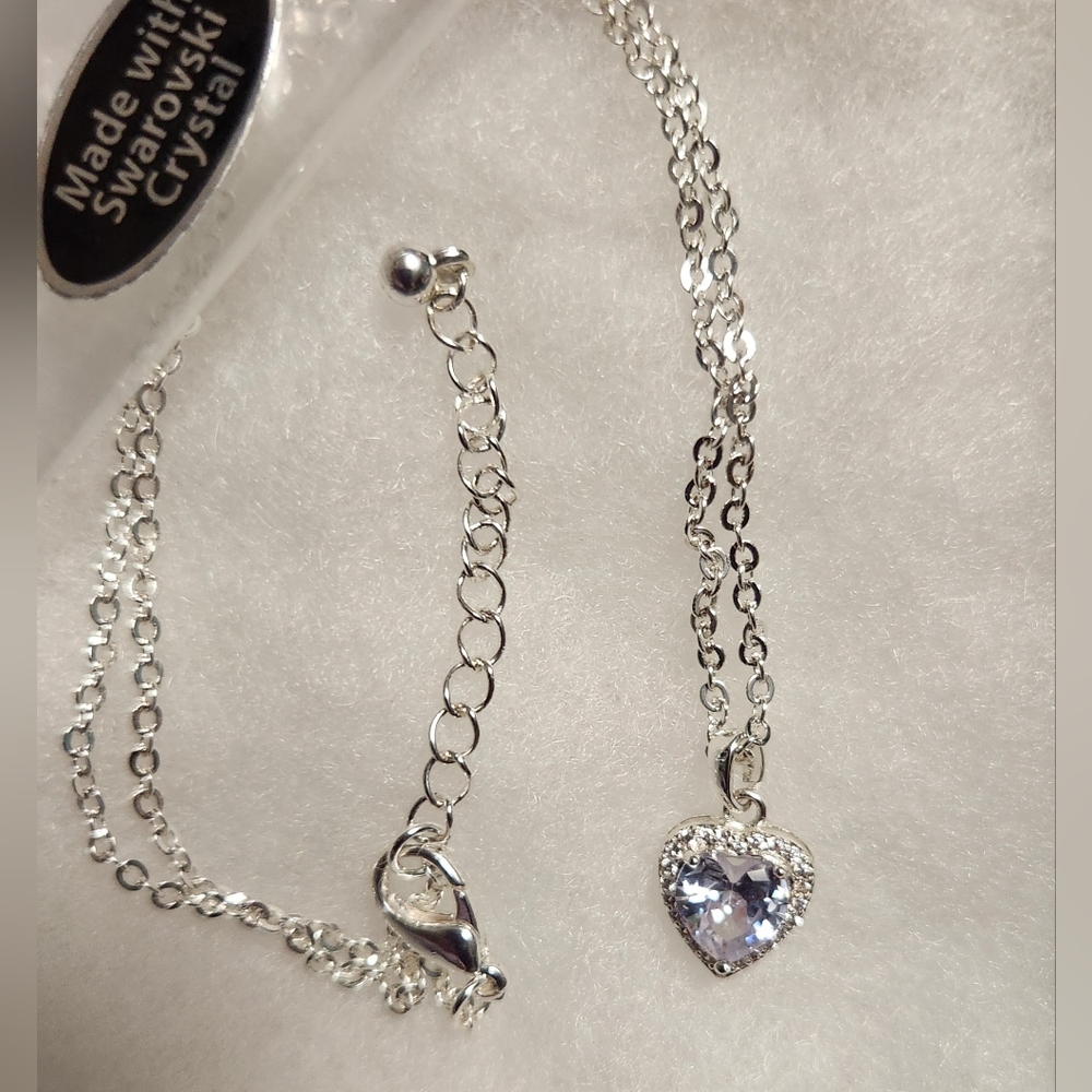 SWAROVSKI CRYSTAL SILVER TONE HEART NECKLACE